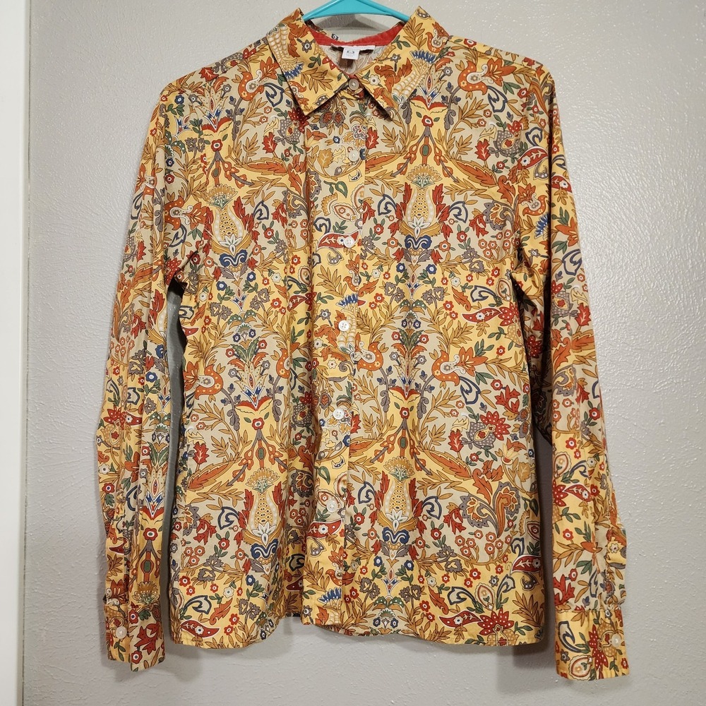 Charter Club Women's Long Sleeve Button Down Shirt Size‎ 10 Paisley Boho
